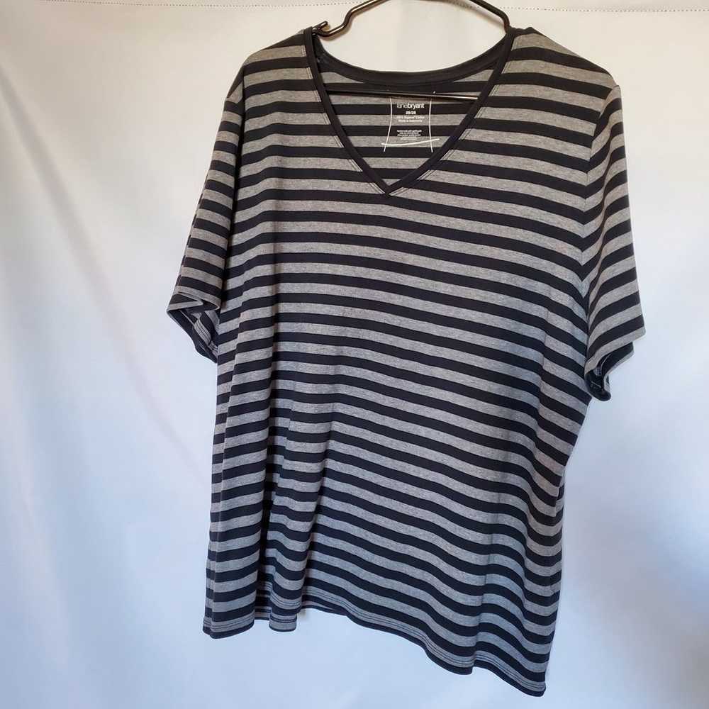 Lane Bryant Black & Gray Striped Shirt - image 3