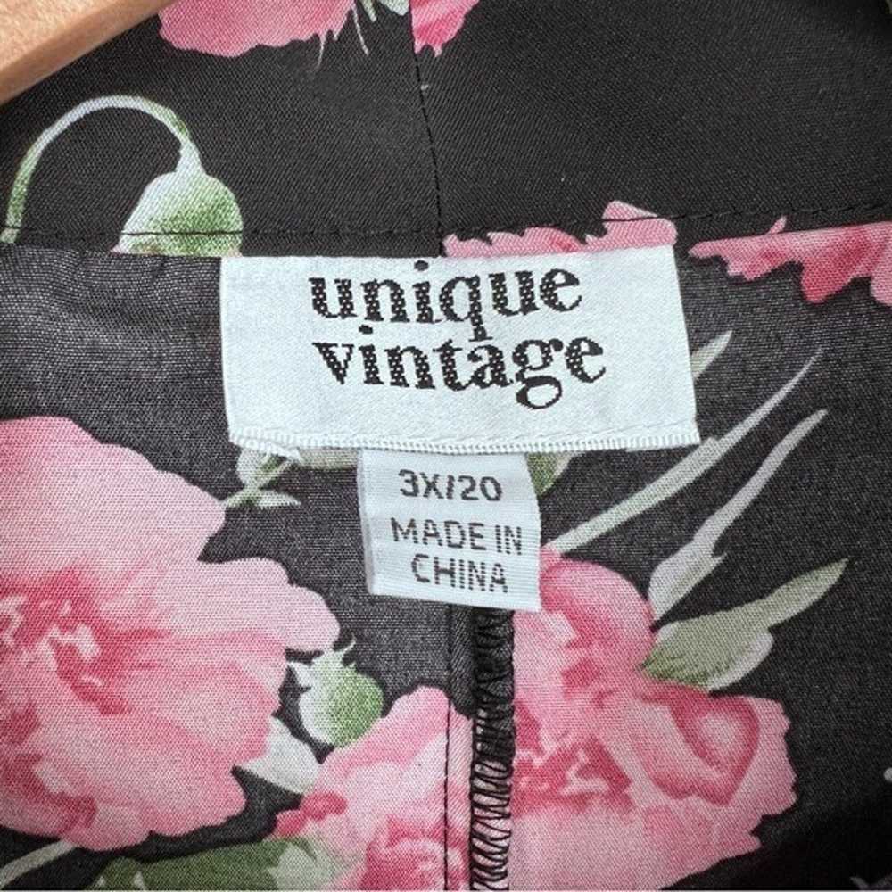 Unique Vintage Black Pink Floral Gwen Tie Neck Bu… - image 6