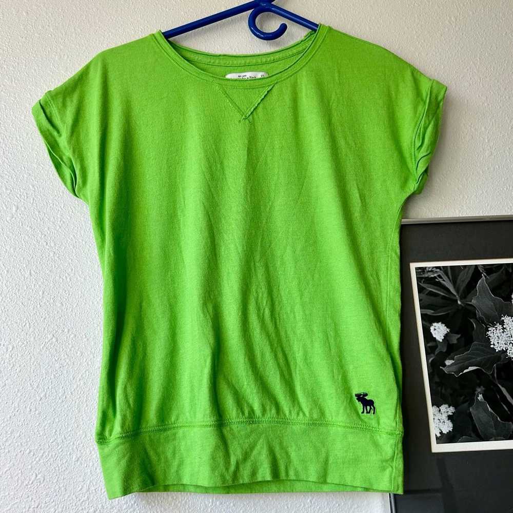 Abercrombie and Fitch lime green shirt Y2K blue m… - image 1