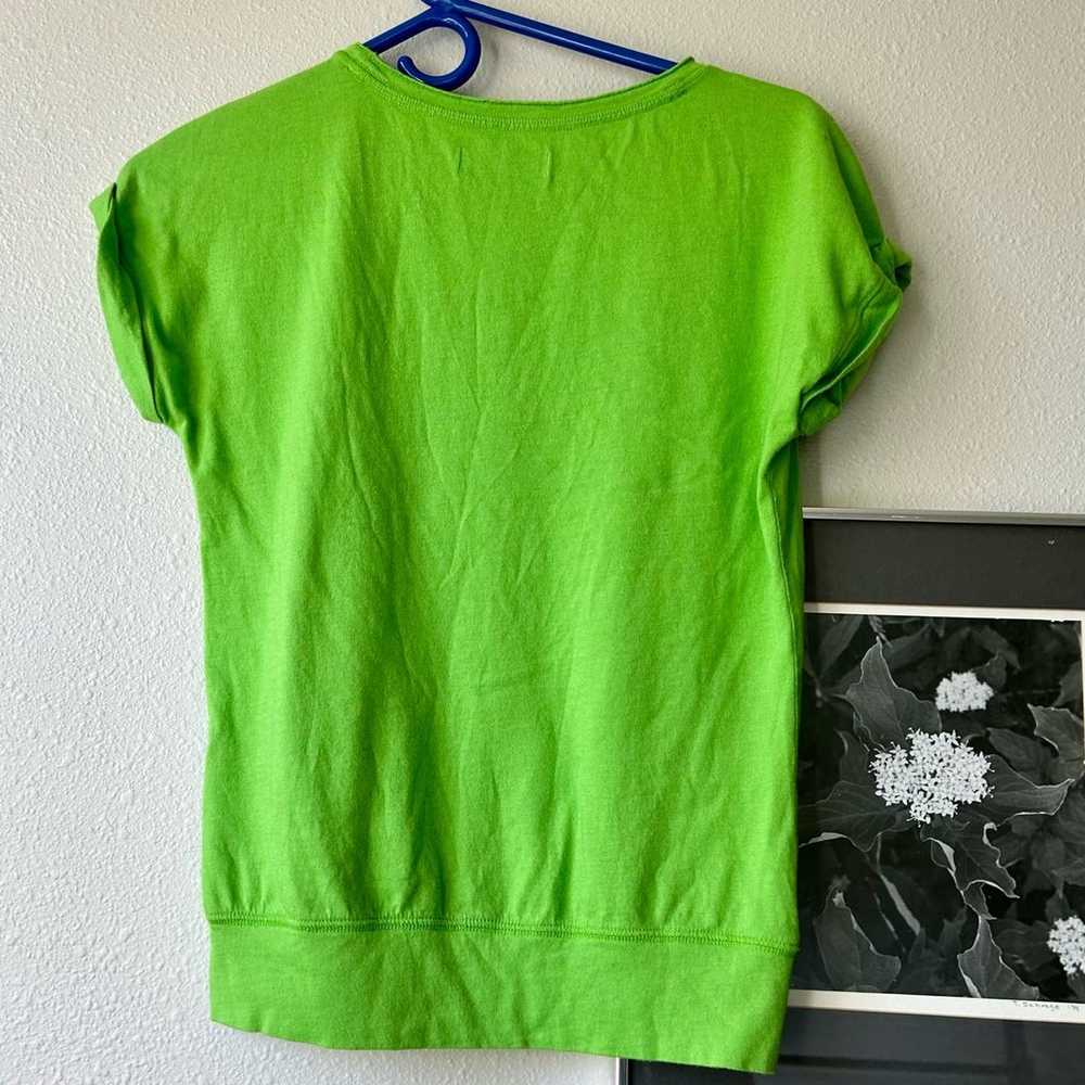 Abercrombie and Fitch lime green shirt Y2K blue m… - image 2