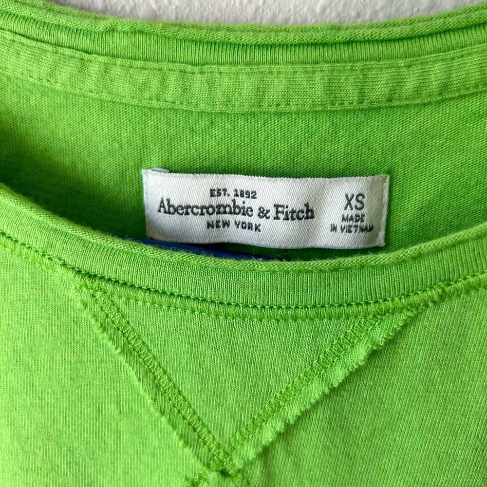 Abercrombie and Fitch lime green shirt Y2K blue m… - image 4