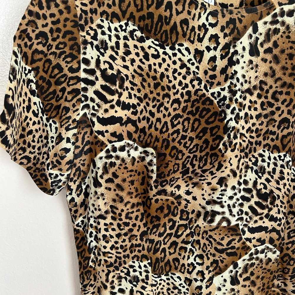 Vintage Silk Leopard Print Top, Sz 2, XS/S - image 2