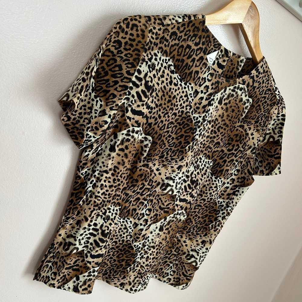 Vintage Silk Leopard Print Top, Sz 2, XS/S - image 3