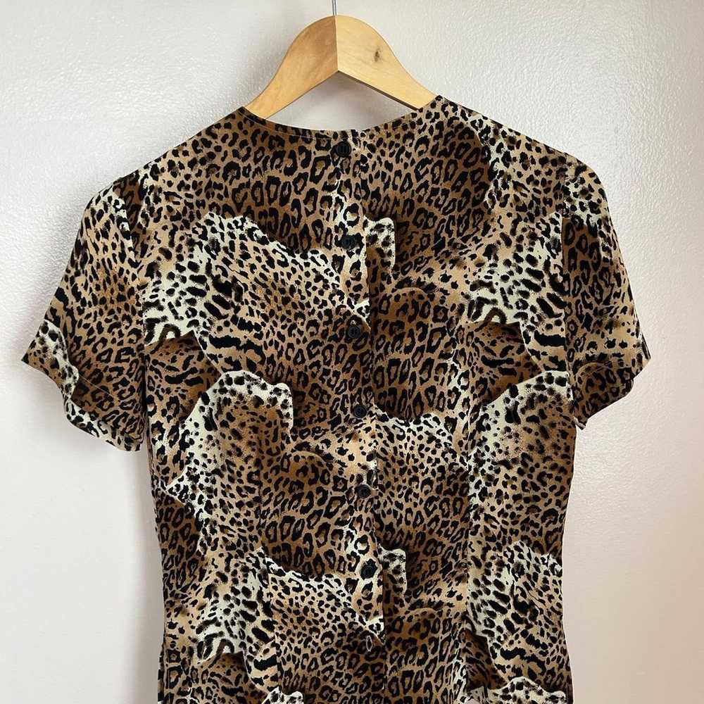 Vintage Silk Leopard Print Top, Sz 2, XS/S - image 5