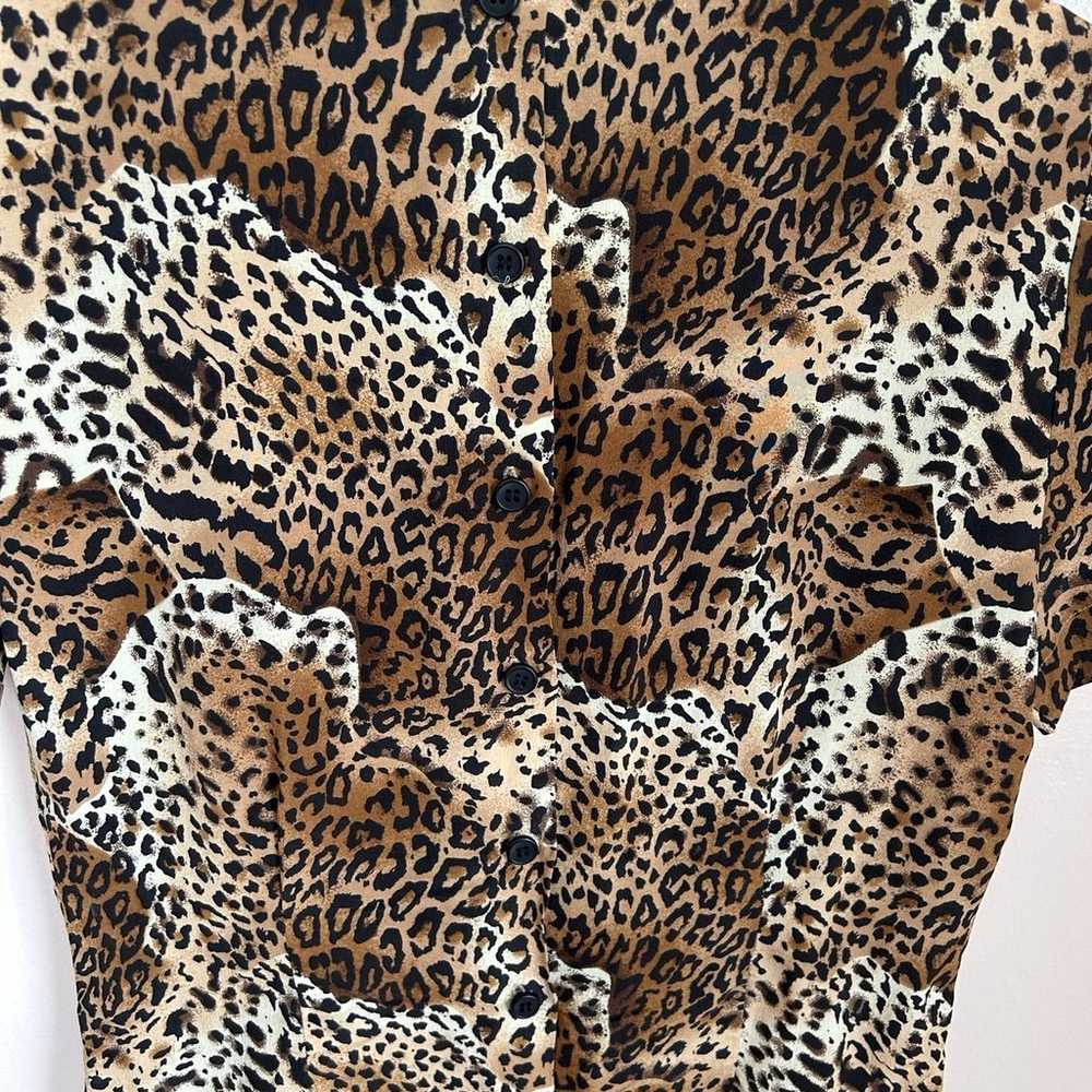 Vintage Silk Leopard Print Top, Sz 2, XS/S - image 6