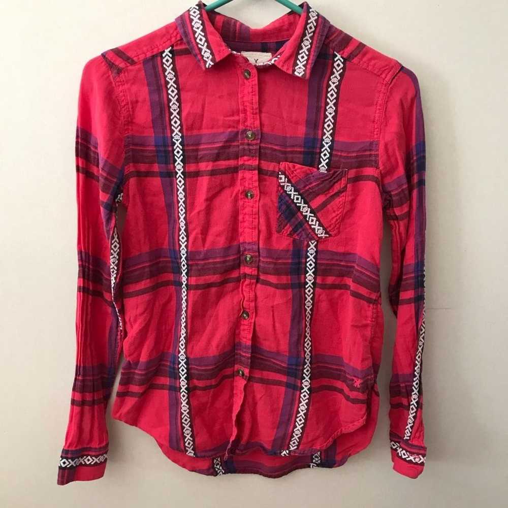 American Eagle Vintage Boyfriend Plaid Flannel - image 1