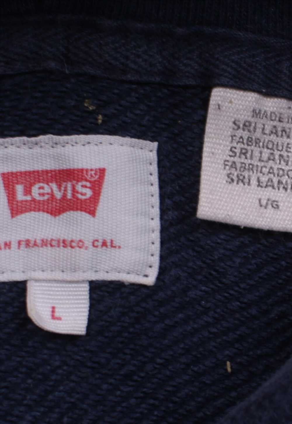 Vintage 90's Levi's Hoodie Spellout Navy Blue Lar… - image 4