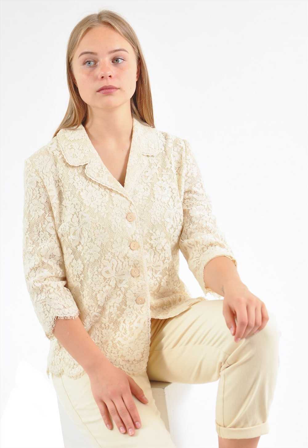 Vintage 90's CAROLINE CHARLES  jacket in beige - image 2