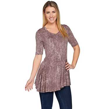 LOGO Lori Goldstein Printed Asymmetric Hem Top in… - image 1