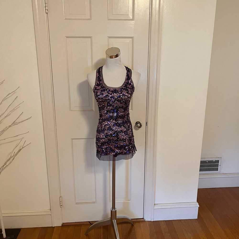 Vintage Wet Seal Sequin Gem Racer Back Knot Top P… - image 1