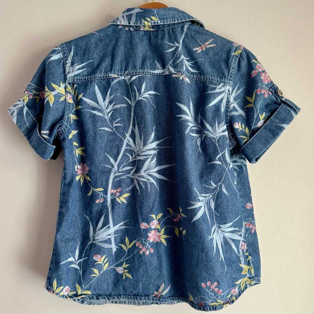 Vintage 90s Sag Harbor Denim Short Sleeve Floral … - image 2