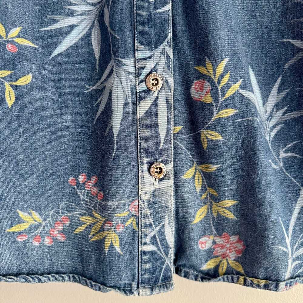 Vintage 90s Sag Harbor Denim Short Sleeve Floral … - image 6