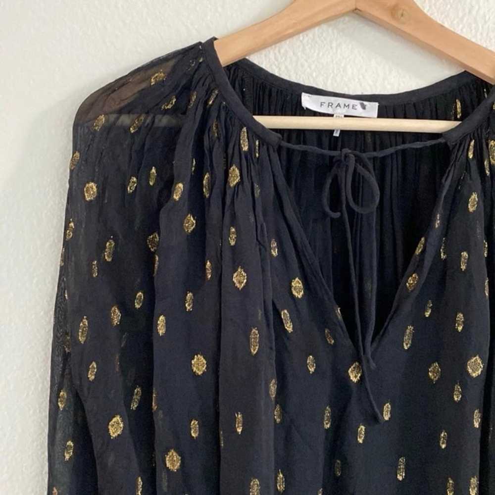 FRAME Vintage Peasant Top Black/Gold Sz XS - image 3