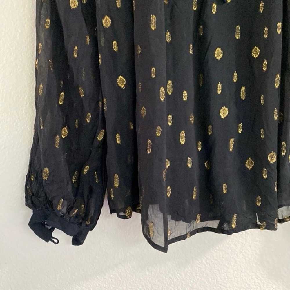 FRAME Vintage Peasant Top Black/Gold Sz XS - image 4