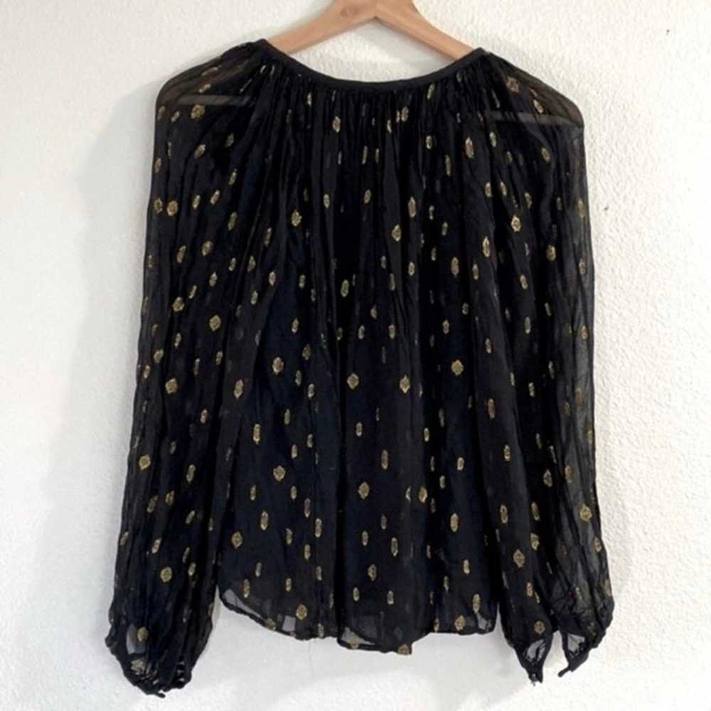 FRAME Vintage Peasant Top Black/Gold Sz XS - image 6