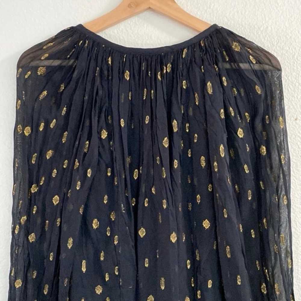 FRAME Vintage Peasant Top Black/Gold Sz XS - image 7