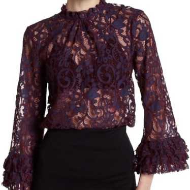 Willow & Clay Purple Navy High Neck All Lace Shir… - image 1