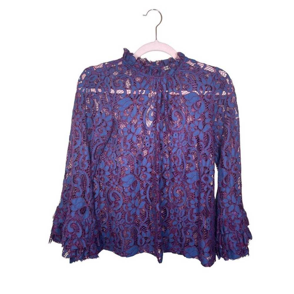 Willow & Clay Purple Navy High Neck All Lace Shir… - image 2