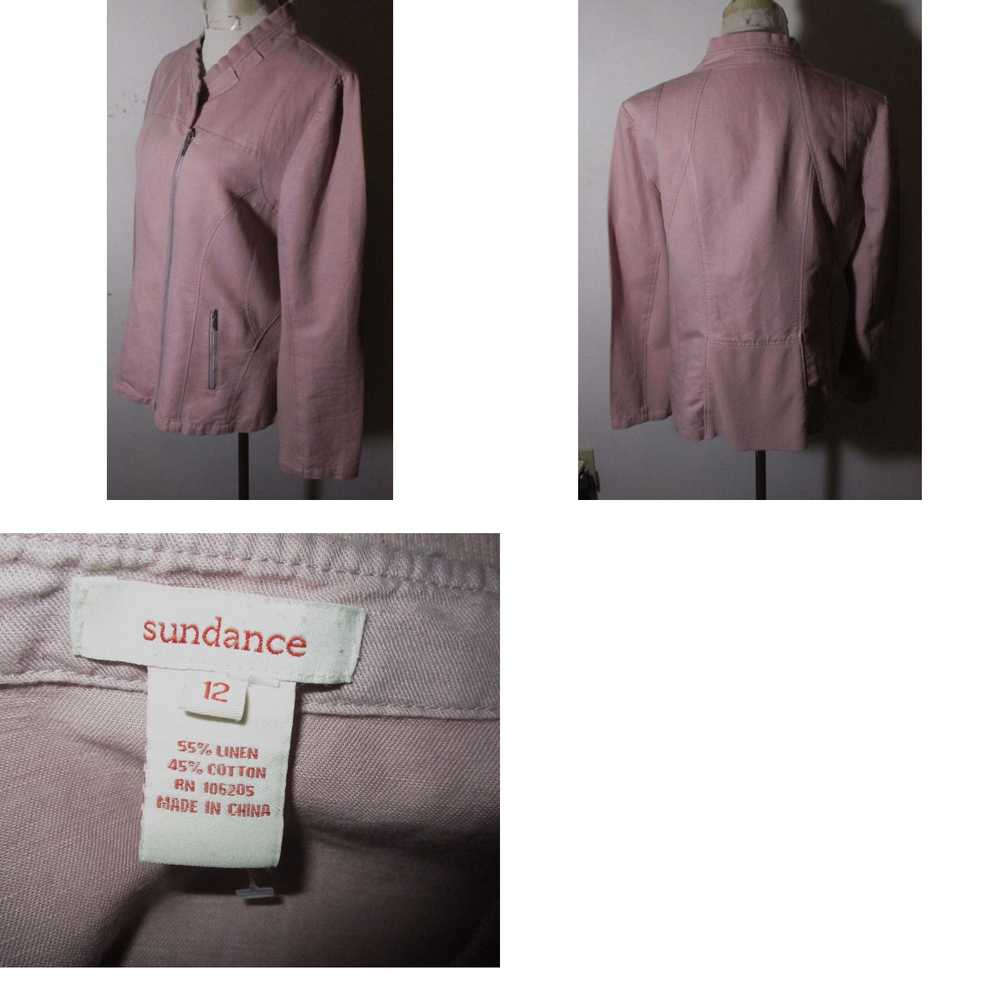 Vintage Women's SUNDANCE Pink Full Zip Linen Jack… - image 4