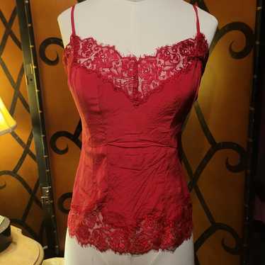 Red silk satin and lace xs BEBE camisole - image 1