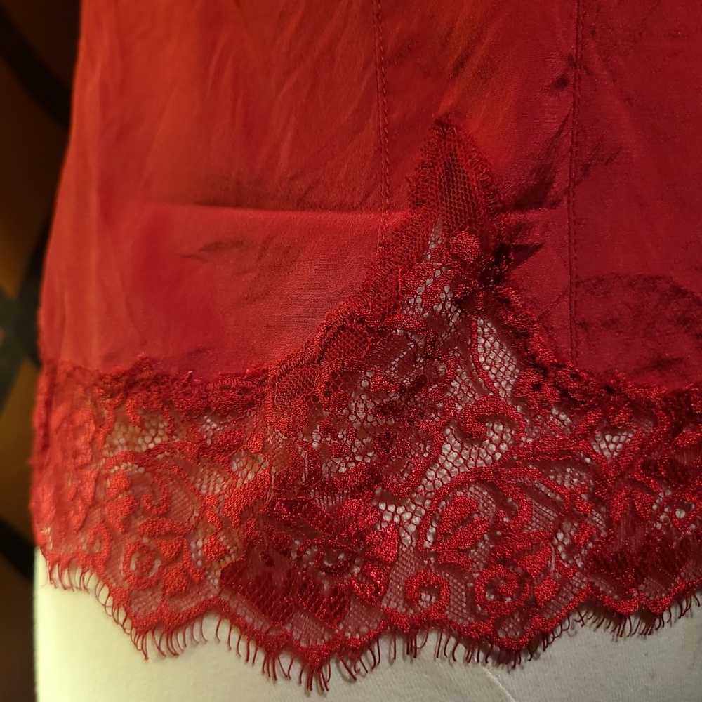 Red silk satin and lace xs BEBE camisole - image 3