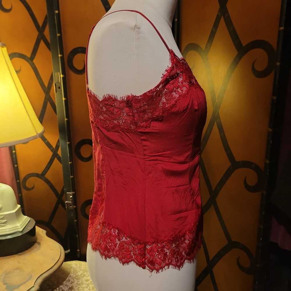 Red silk satin and lace xs BEBE camisole - image 4