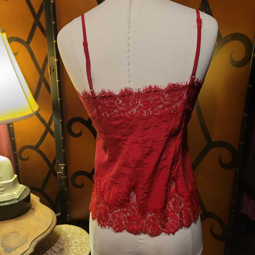 Red silk satin and lace xs BEBE camisole - image 5