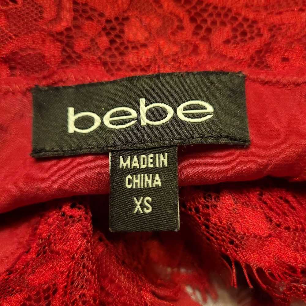 Red silk satin and lace xs BEBE camisole - image 9