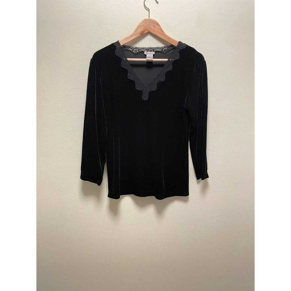 Vintage Neiman Marcus Womens Blouse Size XS Black… - image 1