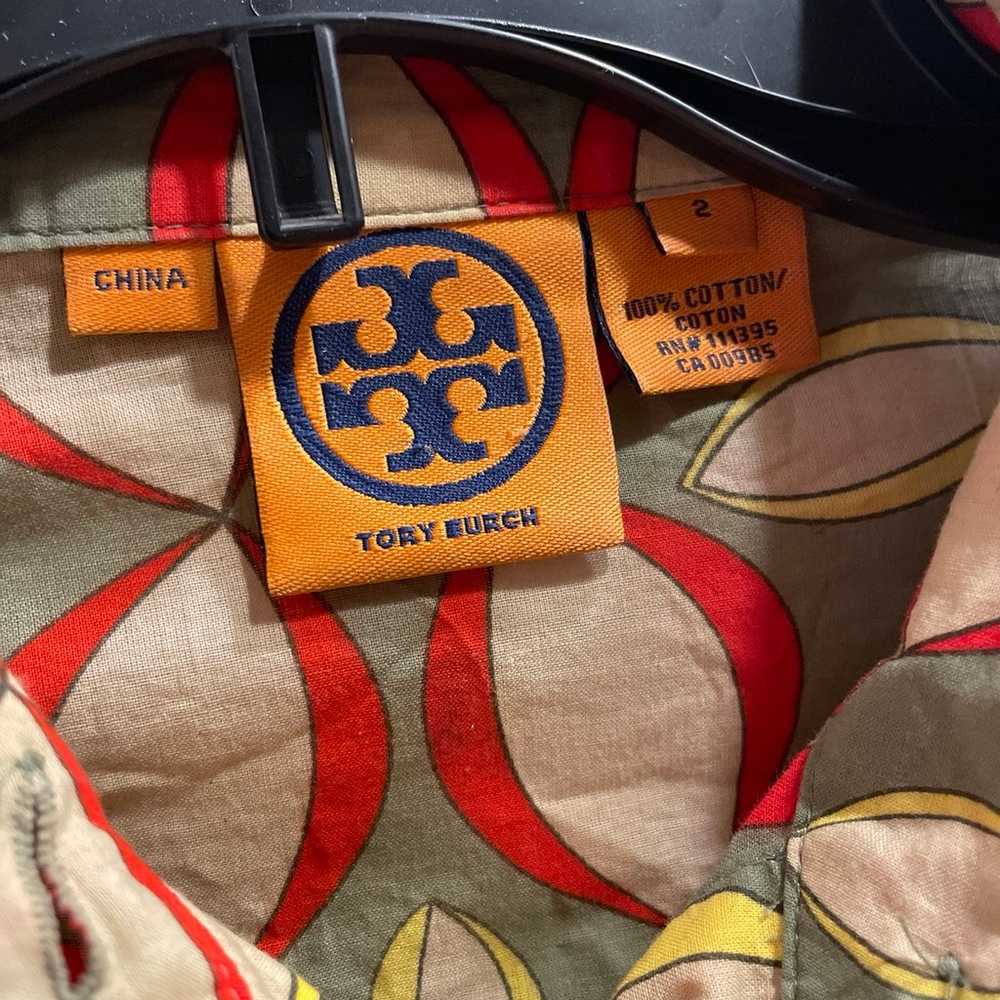 TORY BURCH Green Multicolor Red Yellow Floral LS … - image 2