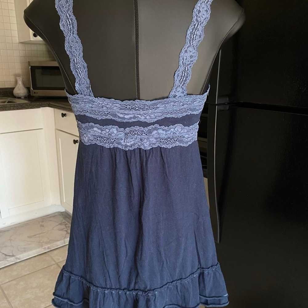 Y2K Abercrombie two tone blue lace babydoll top. - image 2