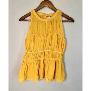 Old Navy Sleeveless Shirred Crinkled Peplum Gold … - image 1