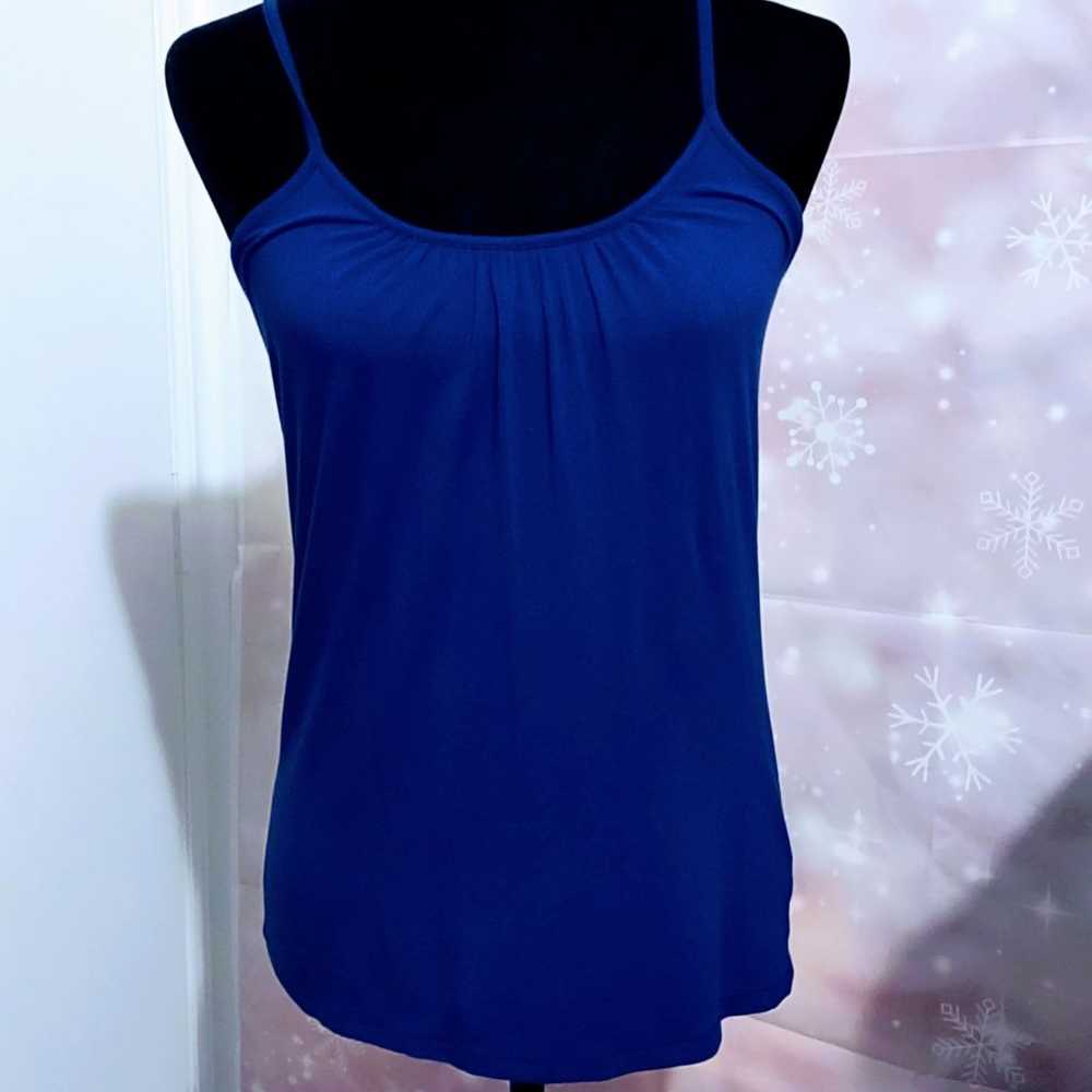 VINTAGE MOSSIMO ROYAL BLUE PLEATED NECKLINE TANK … - image 1