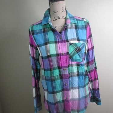 American Eagle Vintage Boyfriend Plaid Shirt S Bu… - image 1