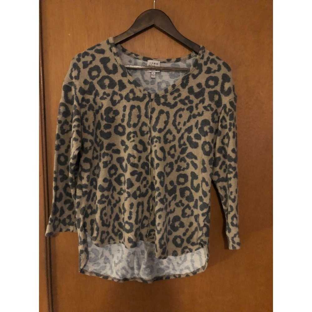 Como Vintage Fleece Like Leopard Top Size Small - image 1