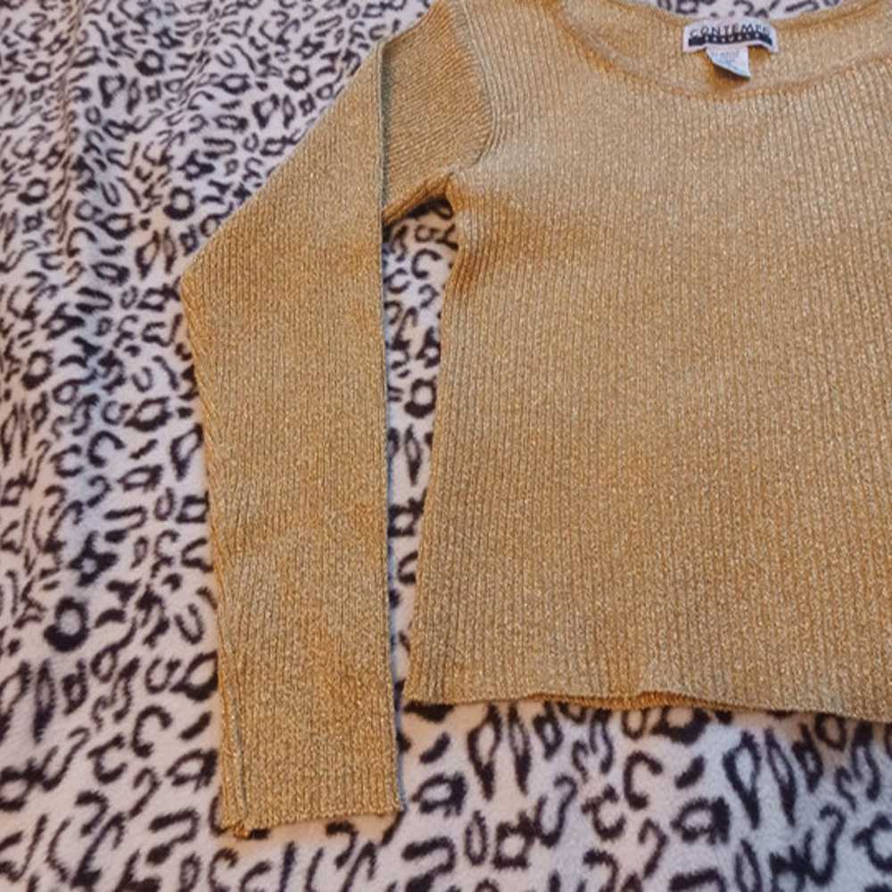 Vintage 90's "Contempo Causuals" Gold Sparkle Top - image 10