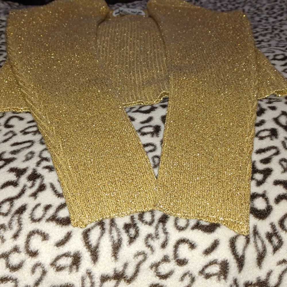 Vintage 90's "Contempo Causuals" Gold Sparkle Top - image 3