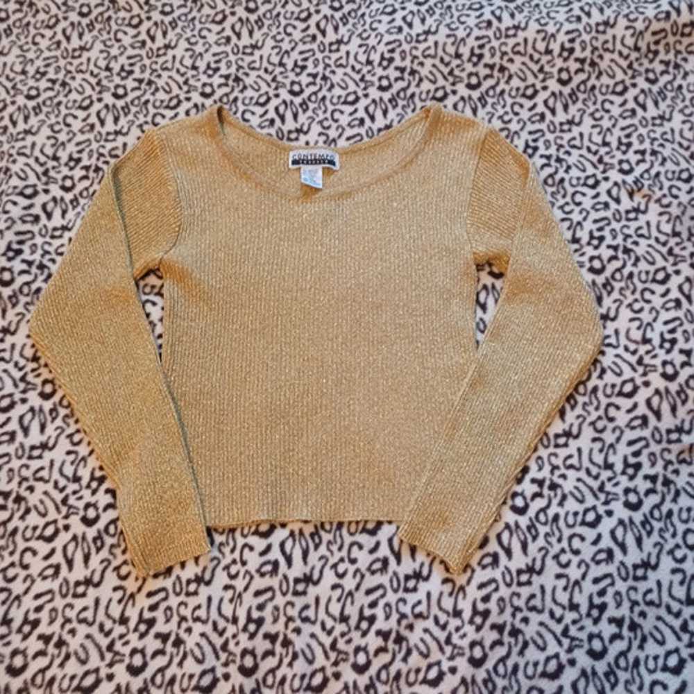 Vintage 90's "Contempo Causuals" Gold Sparkle Top - image 8