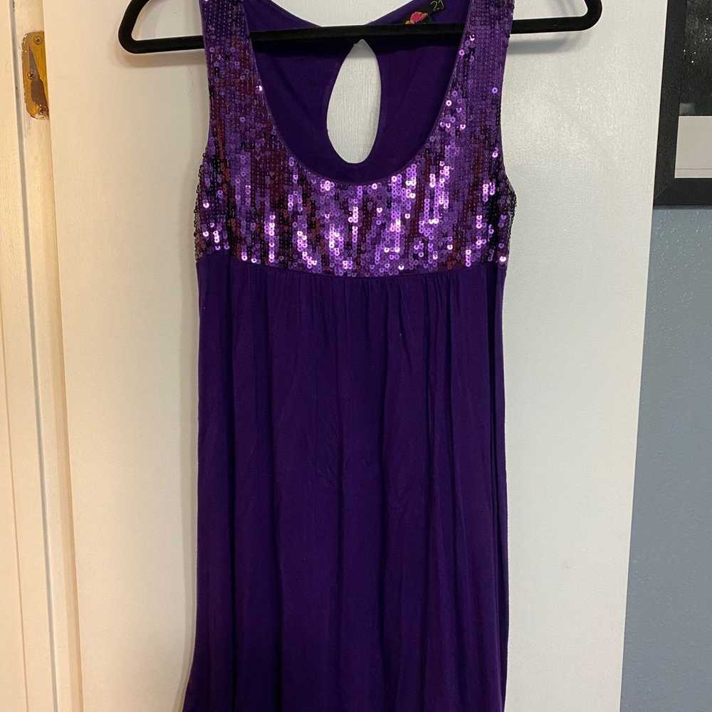 Forever 21 purple sequin dress disco vintage 2000… - image 1