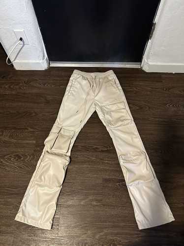 Streetwear White Cream Leather Pants