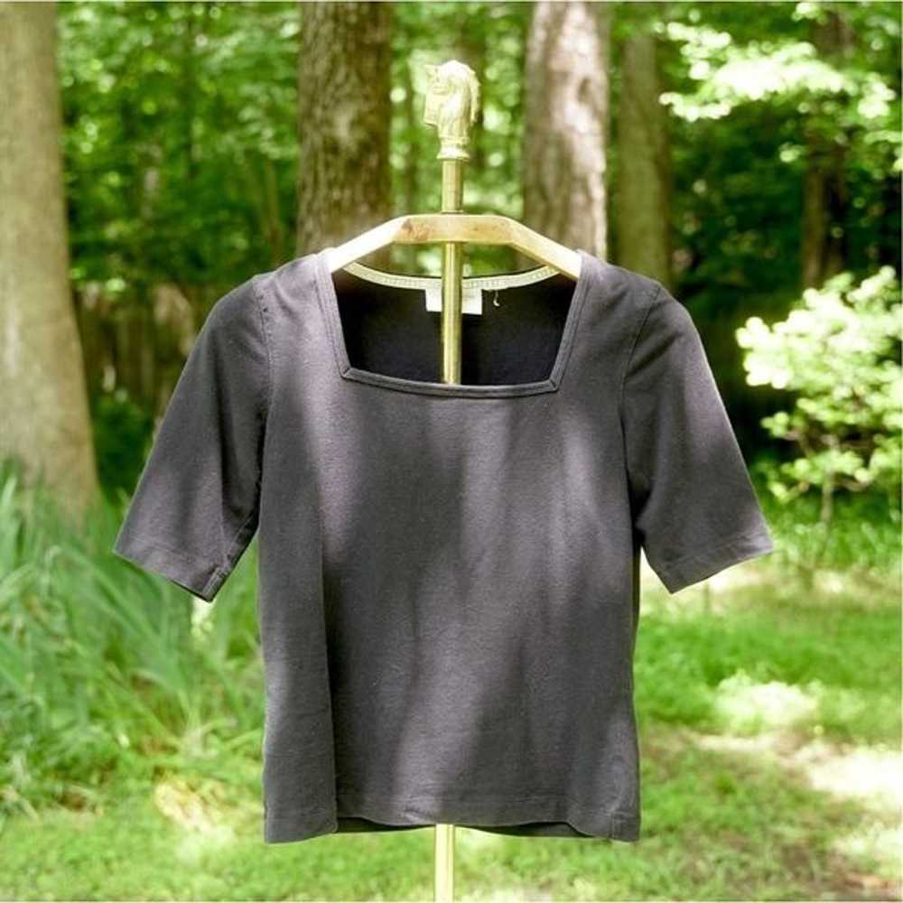 Vintage 00s Liz Claiborne Black Square Neck Top - image 1