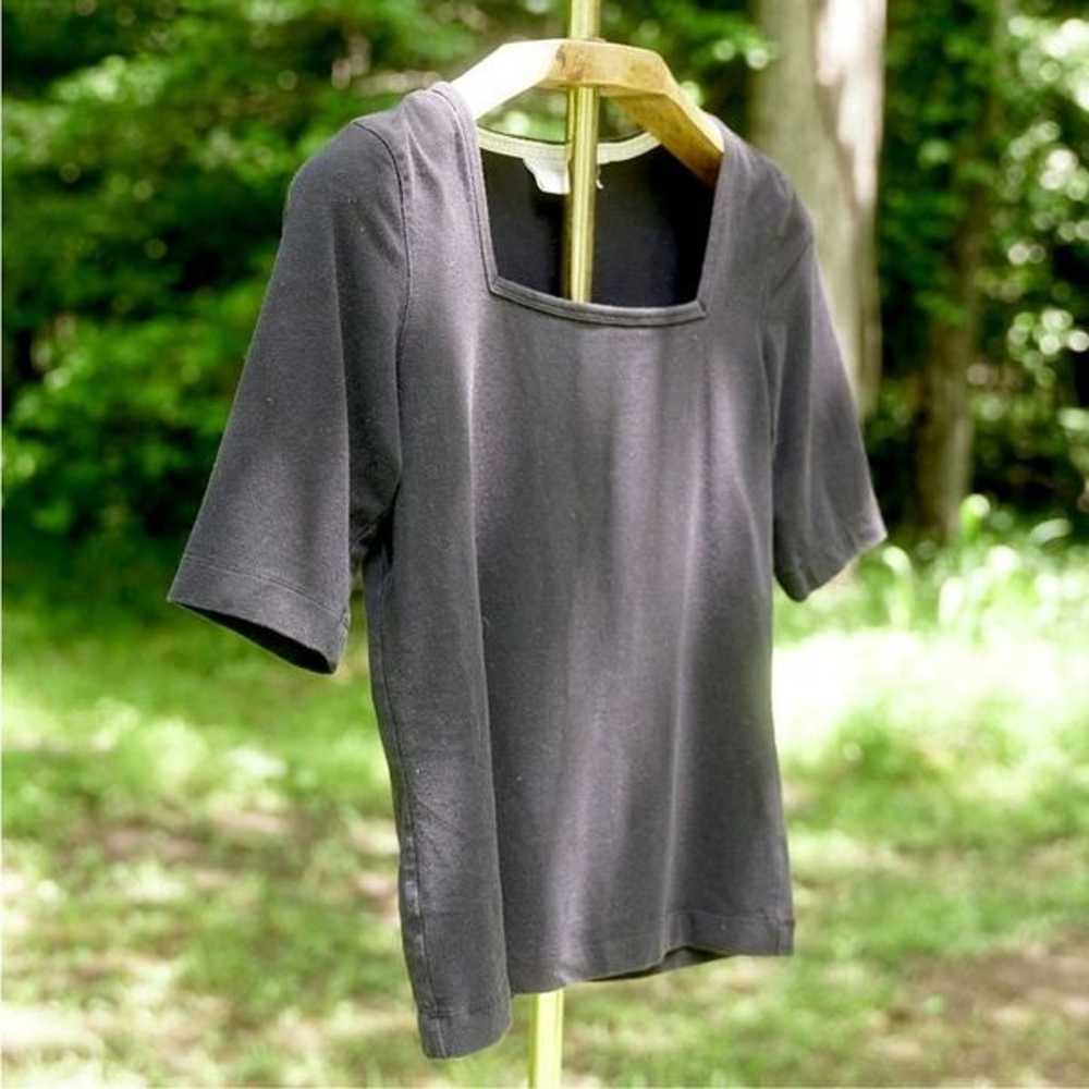 Vintage 00s Liz Claiborne Black Square Neck Top - image 4