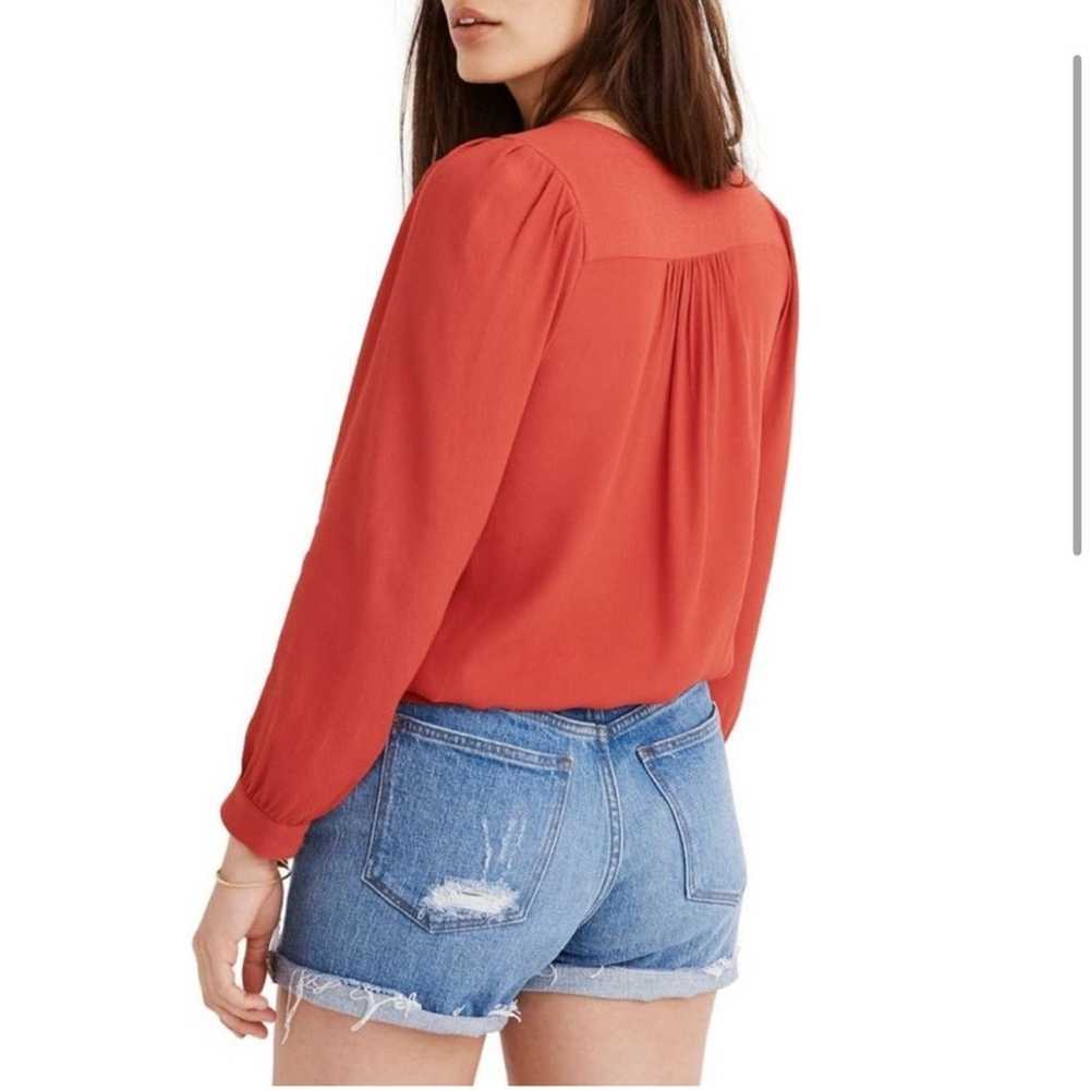 Madewell Cranberry Red Silk Wrap Cropped SM Top, … - image 6