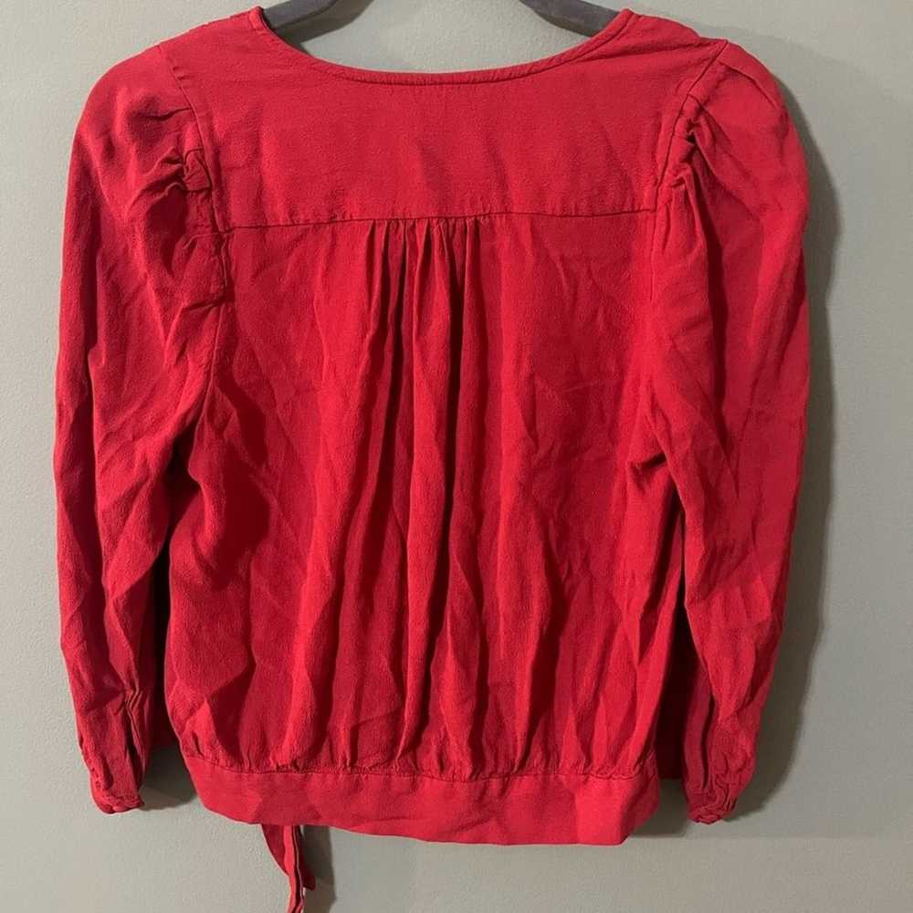 Madewell Cranberry Red Silk Wrap Cropped SM Top, … - image 7