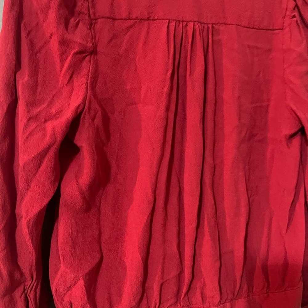 Madewell Cranberry Red Silk Wrap Cropped SM Top, … - image 8