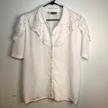 Rhinestone Embellished Vintage Blouse - image 1