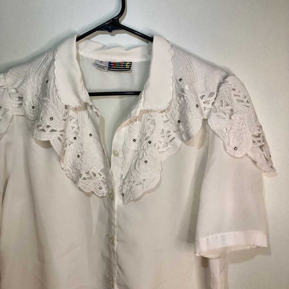 Rhinestone Embellished Vintage Blouse - image 2