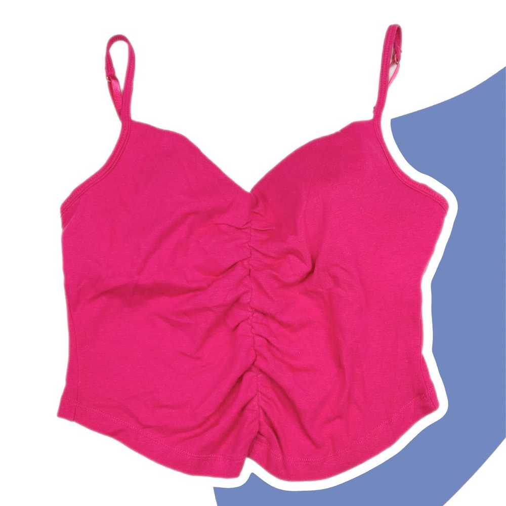 One Step Up vintage y2k hot pink ruched cropped t… - image 1