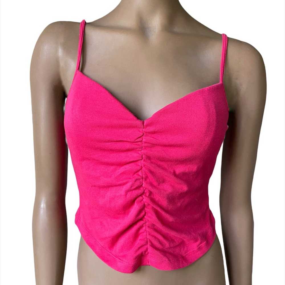 One Step Up vintage y2k hot pink ruched cropped t… - image 2