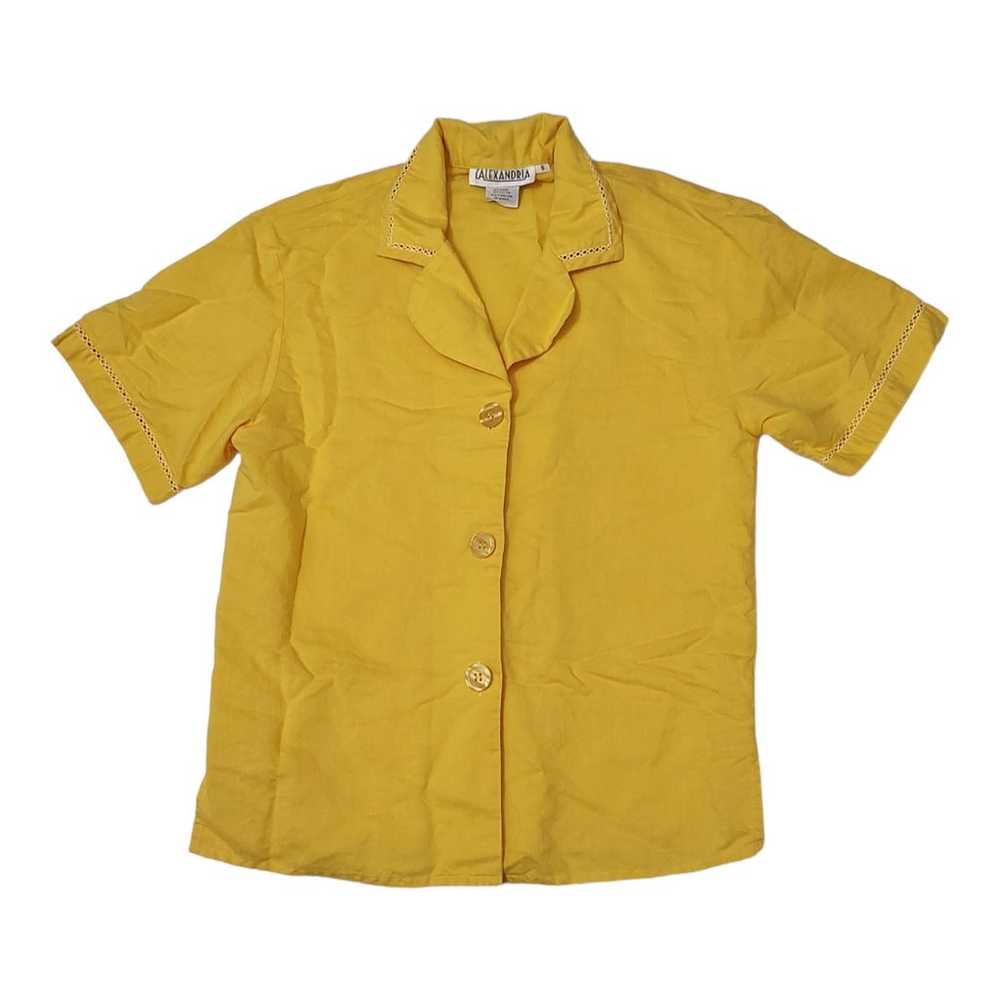 Vintage Alexandria Buttoned Yellow Short Sleeve B… - image 1